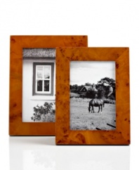 Enhance happy memories with the rich sophistication of burl wood. A honey-colored veneer and high-gloss finish make this Martha Stewart Collection picture frame a timeless addition to any room.