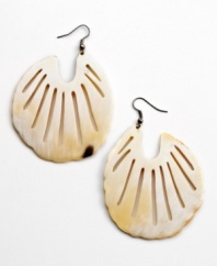 Stunning by nature. Inspired by Haiti's Caribbean shore, scalloped shell earrings are hand carved in natural horn by talented local artisans.