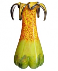 Inspired by exotic jungle flowers, Ludvig Lofgren's My Wide Life Necromantic vase is a colorful tribute to the natural world in heavy Kosta Boda art glass.