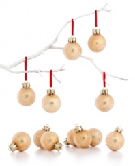 Sugar coat it. Small but mighty festive, these Martha Stewart Collection mini ornaments combine a rich golden hue with what looks like a sugary candy shell. (Clearance)