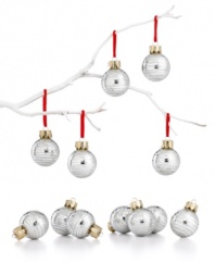 In gleaming silver glass with swirls of glitter, these Martha Stewart Collection mini ornaments make your tree look totally polished. (Clearance)