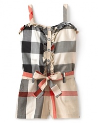 This Burberry romper makes a stylish appearance at both playdates and holiday gatherings alike.