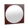 Perfect for over a dresser or basin, this round mirror is inset in merlot wood finish.