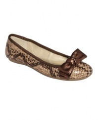 Alfani's Amor flats put a bronze spin on the traditional snake print. A pretty bow at the toe finishes the look.