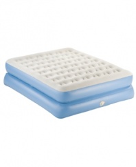 Sink in to at-home comfort... wherever you are! The elevated height and ultra-supportive coil construction makes this air mattress sleep just like a traditional bed. Inflating in three minutes, this convenient sleeper features a flocked surface that holds sheets in place and is soft to the touch.