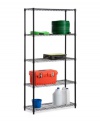 Shelve it-stop dealing with clutter and just put it away! A durable steel frame holds three contemporary grid-patterned adjustable shelves, so you can store and display all types of equipment. Ideal for washrooms, garages or commercial kitchens, this heavy-duty unit can hold up to 200 pounds per shelf for a storage solution that never backs down. Limited lifetime warranty.