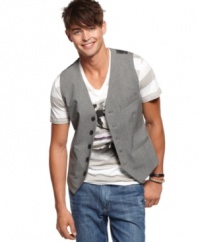 Add polish to any casual look with this on-trend vest from Kenneth Cole Reaction.