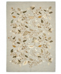 Natural whimsy. Perfectly graceful leaves upon scrolling vines make a mark of elegance upon rich woven pile. Hand tufted in India of long wool fibers, this luxurious area rug from Martha Stewart rugs presents unparalleled comfort and style underfoot.