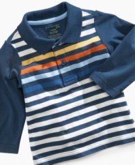 Update his striped style with a colorful twist in this polo shirt from First Impressions.