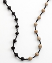 Old news is good news. Heart of Haiti artisans create this one-of-a-kind necklace from recycled newspaper, hand-rolling tiny strips into beads that are then sealed with clear polish and strung together to make a bold statement.