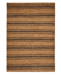 A classic charcoal stripe mingles with dark, neutral tones, creating a casual yet sophisticated area rug from Lauren Ralph Lauren. Hand-knotted of pure jute and natural hemp, the Cliff Stripe rug is as durable as it is smart in style.