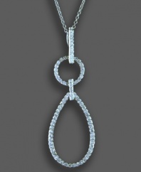 Glittering round-cut diamonds (3/8 ct. t.w.) rain down from this gorgeous necklace with a circle and teardrop pendant. From Effy Collection, set in 14k white gold. Approximate length: 18 inches. Approximate drop: 1-1/2 inches.