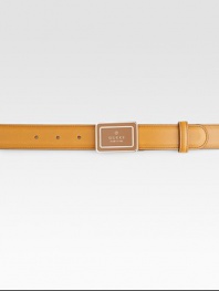 Italian leather belt joined together with an enamel plaque logo buckle.Leather1.2 wideMade in Italy