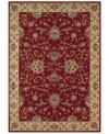 Evoking the strong look of ancient Sarouk rug designs, the Premier area rug from Dalyn is woven with intricate floral medallions in rich burgundy. Made in Egypt of durable polypropylene and shimmering polyester fibers, it provides any room with captivating texture and added dimension.