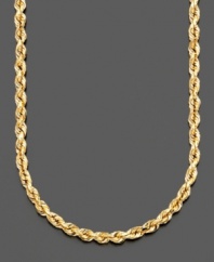 Twist and twirl with this beautiful strand of diamond-cut 14k gold. Chain measures approximately 18 inches.