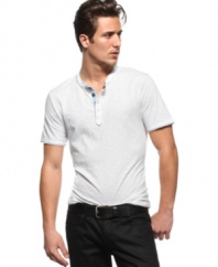This slub weave henley from International Concepts T Shirt adds some contrast to your casual style.