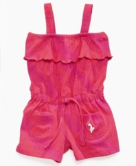 Start her early with a style all her own in this bright, patterned romper from Baby Phat.