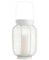 Light up the night. Simply charming, this wire lantern from Martha Stewart Collection lends decorative charm to backyard patios and balconies. Rest on a surface or hang from above.