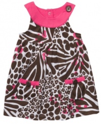 It's a jungle out there! Get her prepared with this fun animal-print sundress from Carter's.