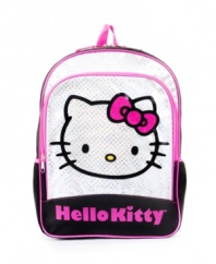 Sparkle in style. With her favorite cartoon character on the front, this Hello Kitty backpack gives her a fun back-to-school look.