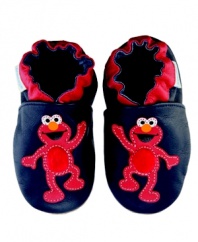 His favorite cuddly Muppet makes a fuzzy appearance on these Touch & Feel Elmo shoes from Robeez that will tickle his fancy.