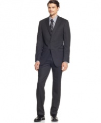 Show you mean business. This black slim-fit suit from Calvin Klein is the perfect foundation for a patterned shirt or tie.