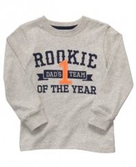 Dress your little rookie in comfort with this outstanding long-sleeve t-shirt from Carter's, big style for the big game.