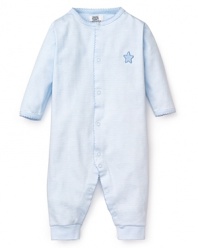 Stars and stripes forever! This adorable coverall keeps him cozy and warm and looking good.