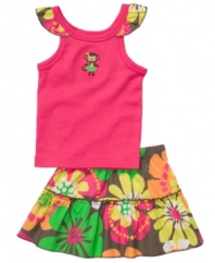 A little bit of paradise. She'll be ready to laugh and dance her way through the day in this tropical skirt and tank set from Carter's.