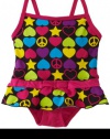 Pink Platinum Baby-Girls Infant Piece N Heart 1 Piece Swimsuit, Fuschia, 18 Months