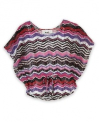 This crocheted dolman-sleeve top and attached tank from BCX is a comfy, layered look for summer.