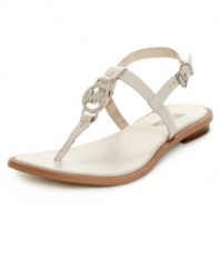 Show off a pretty pedicure in these MICHAEL Michael Kors' Sandra flat sandals. The ornaments in front lend an elegant touch.
