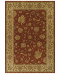 Evoking the strong look of ancient Tabriz rug designs, the Premier area rug from Dalyn is woven with intricate floral medallions in rich copper. Made in Egypt of durable polypropylene and shimmering polyester fibers, it provides any room with captivating texture and added dimension.