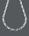 Add bold style for an extra edge. Men's necklace features a grain link chain set in stainless steel. Approximate length: 24 inches.