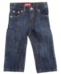 A slim fit with big style, these jeans from Levi's will keep him comfy all day long.