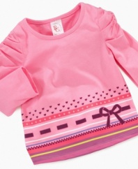 Take your little diva's casual wear to the next level with this sweet long-sleeved graphic shirt from First Impressions.