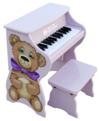 This versatile little piano grows with your child! The main unit, decorated with a whimsical animal's head, is perfect for toddlers because it sits safely and squarely on the floor within easy reach of little hands. Later on, the sides with the animal's body can be attached, conveniently raising the piano to a comfortable upright height for an older child seated at the bench. Whether for a holiday gift, special occasion, or just for fun, this little piano is a great choice. Most importantly, it will encourage a child on a path to music.