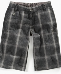Vivid visual. Refresh his wardrobe with the grid pattern on these Beck shorts from DKNY.