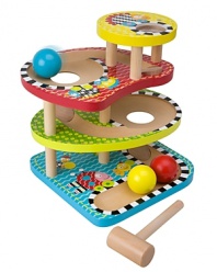 Grab your wooden mallet, bop the ball and watch it go round and round! 3 wooden balls travel down 4 colorful levels of twirly fun.