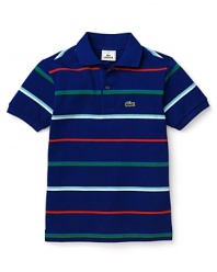 Lacoste Boys' Short Sleeve Stripe Pique Polo - Sizes 2-16