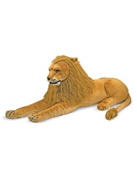 This King of the Jungle can rule over any environment! Beautifully detailed and lifelike, the king sized, stuffed lion is carefully constructed to be the mane feature in your home for many years.