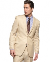 Shift into neutral. This slim-fit blazer from Tallia Orange has the perfect palette for a variety of styles.