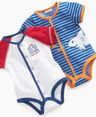 From fishing to baseball, he'll be ready to start any sport early in one of these comfy bodysuits from First Impressions.