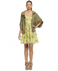 Try Bar III's anorak with a summery dress for a look with high-contrast appeal. Cute with cut-offs too!