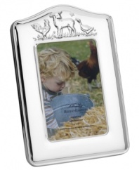 Embossed with baby animals, the Farmyard Friends picture frame gets toddlers acquainted with the world around them and, in fine silver plate, is something parents can appreciate too. Based on the animals in Colonial Williamsburg's Rare Breeds program.