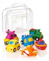 Featuring trains, planes and automobiles, these bath squirties will have your city baby giggling and splashing.