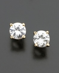 Simply stunning. Classic stud earrings feature round-cut white sapphires (1 ct. t.w.) set in 14k gold.