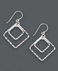 Contemporary chic. Studio Silver's versatile drop earrings feature a unique hammered design set in sterling silver. Approximate drop: 1-3/4 inches.