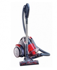 Noise you won't notice, results you will! Operating at a whisper, this canister vacuum brings a calmer, more comprehensive clean into your home. The all-surface power nozzle with brush roll goes straight from carpet to hardwood floors, capturing dirt, grime and caked-in dust with its multi-stage cyclonic technology. 3-year warranty. Model SH40080.
