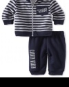 Calvin Klein Baby-Boys Newborn Stripe Jacket With Jog Pants, Navy, 0-3 Months